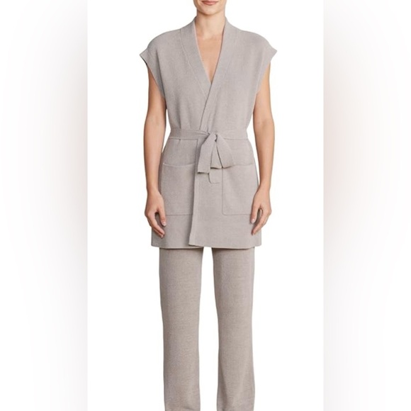 Barefoot Dreams Other - Barefoot Dream Cozy Chic Ultra Lite Waist Tie Vest Women Size S Comfy Pewter